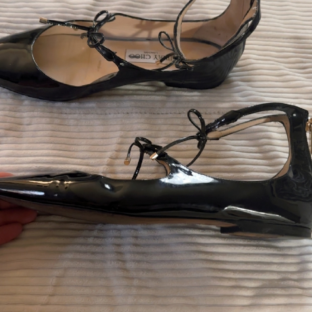 Jimmy Choo Black Flats with Adjustable Straps
